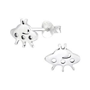 Sterling Silver Simple Ufo Stud Earrings